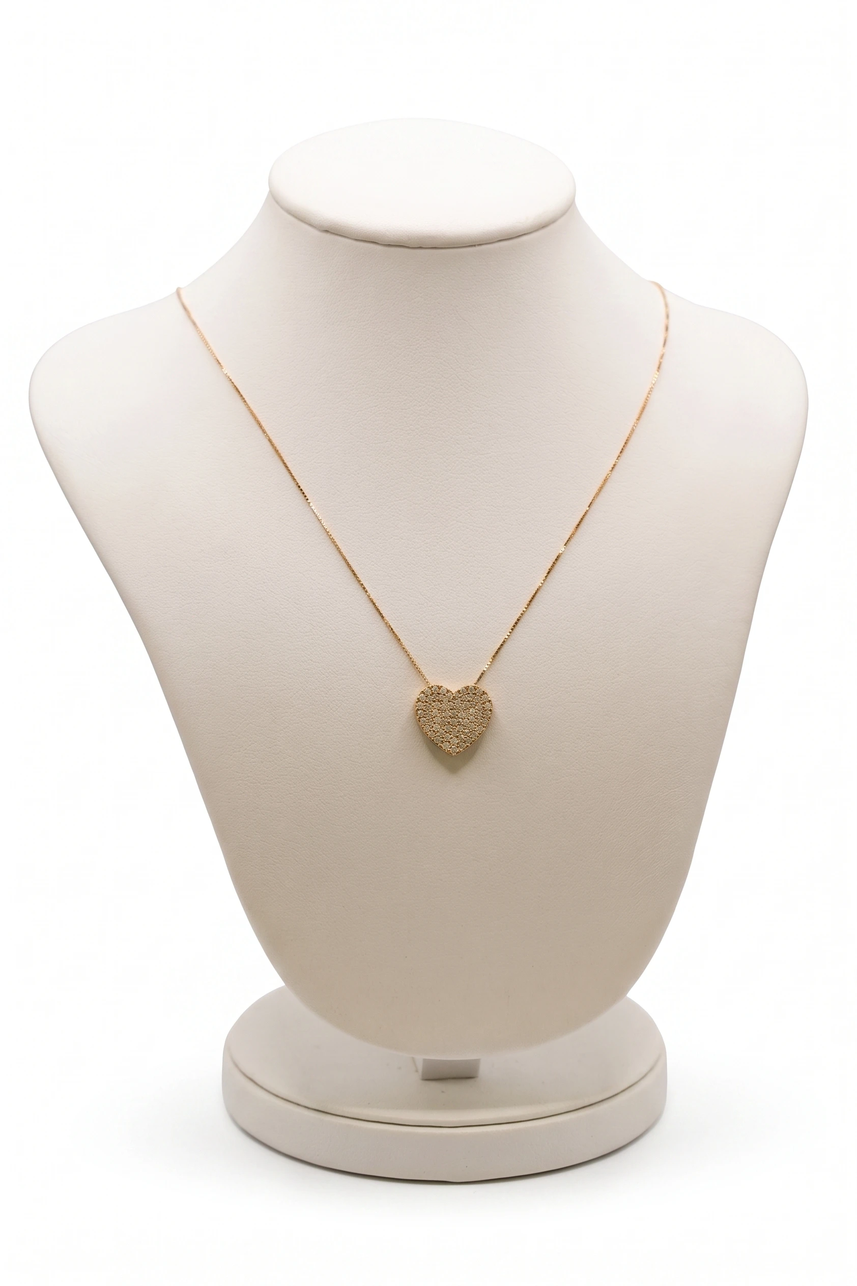 Collana cuore con zirconi in oro giallo 18 Kt